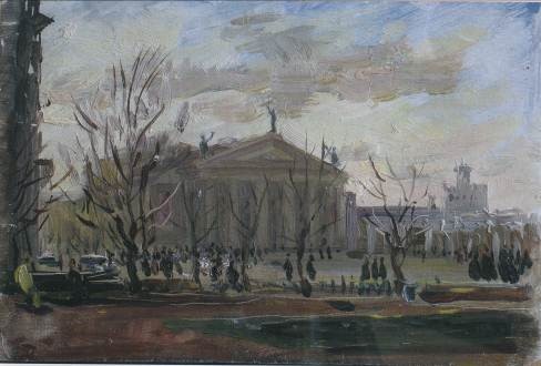 .Н. Лосева «Театр» 1957 г Картон, масло.